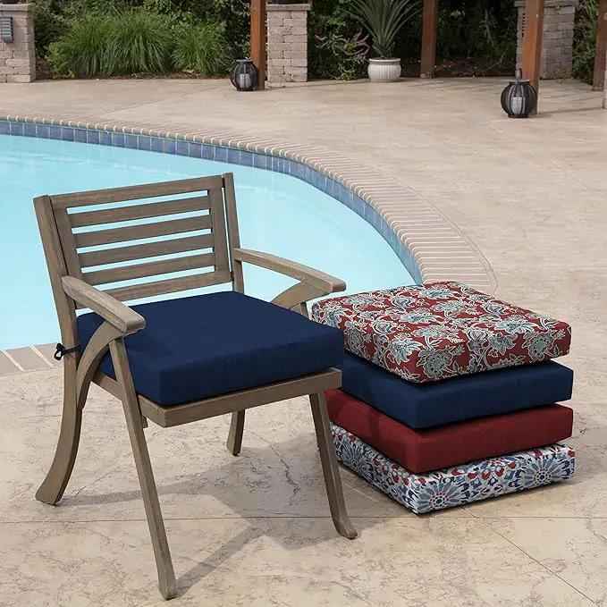 Arden Selections Outdoor Seat Cushion, 19 x 19, Rain-Proof, Fade Resistant 19 x 19, Sapphire Blue Leala (Pack of 4) by GreenHaven Gardens