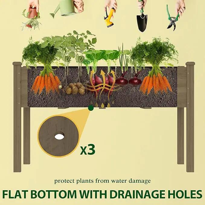 MUPATER 4'x2' Raised Garden Bed, Elevated Planter Box with Drainage Holes for Herbs and Vegetables, Raised Garden Bed with Four Legs for Garden, Patio and Greenhouse, Brown by GreenHaven Gardens