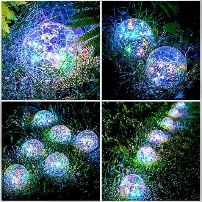 Honoson Decorative Solar Globe Lights Outdoor Waterproof LED Cracked Glass Ball Lights for Pathway, Walkway, Garden, Yard, Lawn Decoration(12 Pcs,3.9 Inch) by GreenHaven Gardens