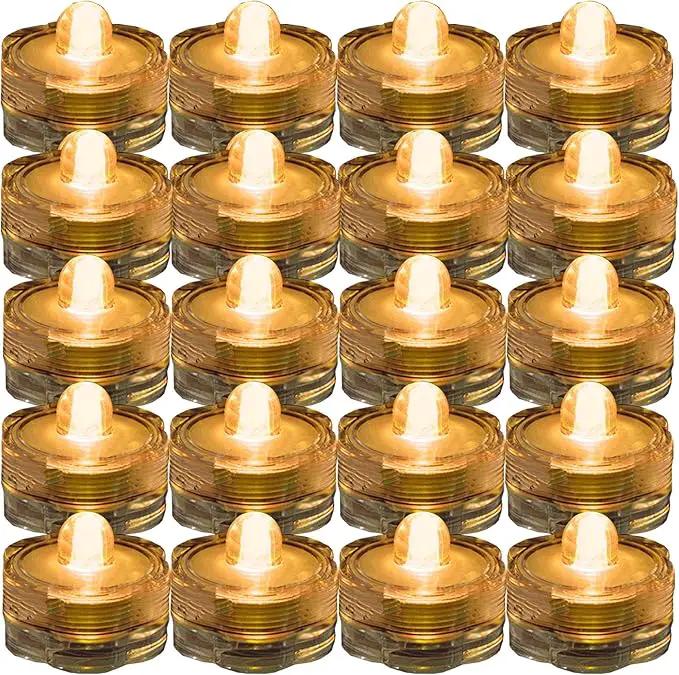 Bright LED Floral Tea Light Submersible Lights for Party Wedding (Amber, 20 Pack) by GreenHaven Gardens