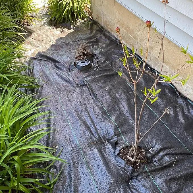 Heavy Duty Weed Barrier, 3.2oz Black Weed Blocker Fabric, Garden Fabric Weed Barrier, Weed Control Fabric Ground Cover, Landscape Fabric for Road, Gardening Mat (3FT*300FT) by GreenHaven Gardens