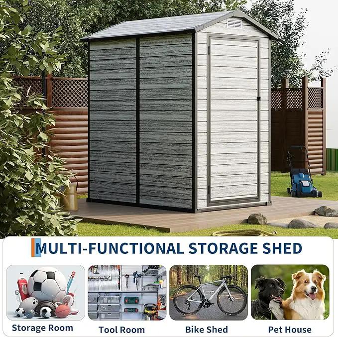 All-Weather Plastic Shed with Window, Outdoor Resin Garden Shed with Lockable Door and Vents, Outdoor Resin Storage Sheds for Backyard, Patio, Lawn, Tool, Bike by GreenHaven Gardens