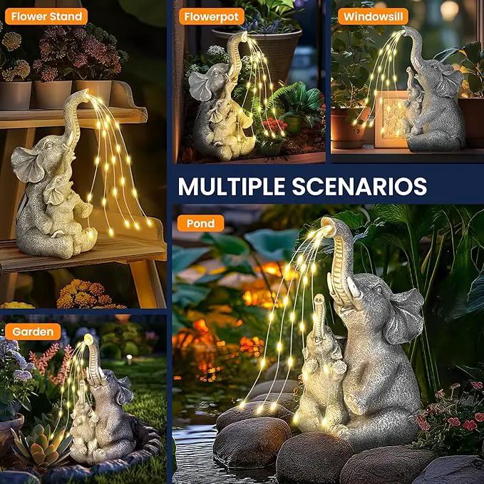 GIGALUMI Solar Garden Outdoor Statues for Women, Mom, Grandma. Elephant Figurine Housewarming and Birthday Gifts Outdoor Statue Light Decor Ornament for Backyard, Patio, Balcony, Lawn, Pond by GreenHaven Gardens