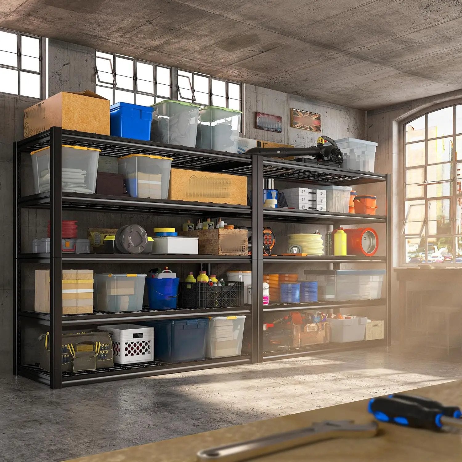 REIBII 48.2''W Garage Shelving Heavy Duty Metal Shelving 3000LBS Storage Shelves Adjustable Metal Shelves Industrial Garage Shelf for Warehouse Basement, 2 Pack by GreenHaven Gardens