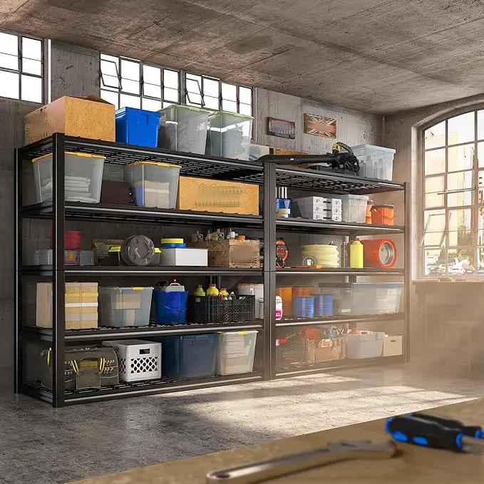 REIBII 48.2''W Garage Shelving Heavy Duty Metal Shelving 3000LBS Storage Shelves Adjustable Metal Shelves Industrial Garage Shelf for Warehouse Basement, 4 Pack by GreenHaven Gardens