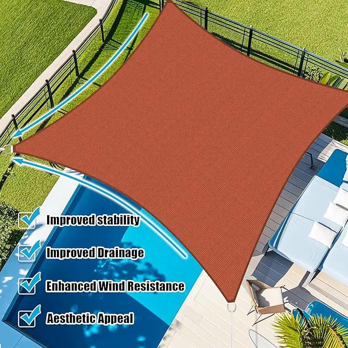 Amagenix Sun Shade Sail 11'X11' Curved Edge Outdoor Shade Canopy Rust Red Breathable 95% UV Block Shade Cloth for Patio Garden Backyard (We Make Custom Size) by GreenHaven Gardens