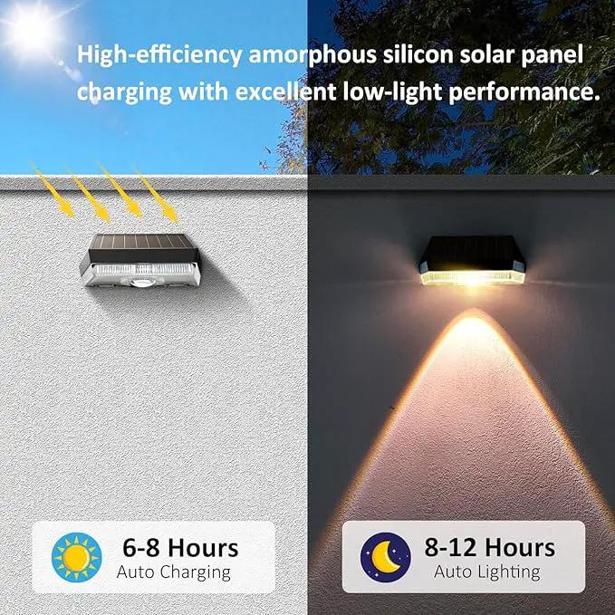 Solar Fence Lights Outdoor - Warm White & RGB 6 Color, Dusk to Dawn Deck Lights, IP65 Waterproof Solar Outdoor Lights for Fence/Backyard/Railing/Step/Patio/Wall (6 Pack) by GreenHaven Gardens