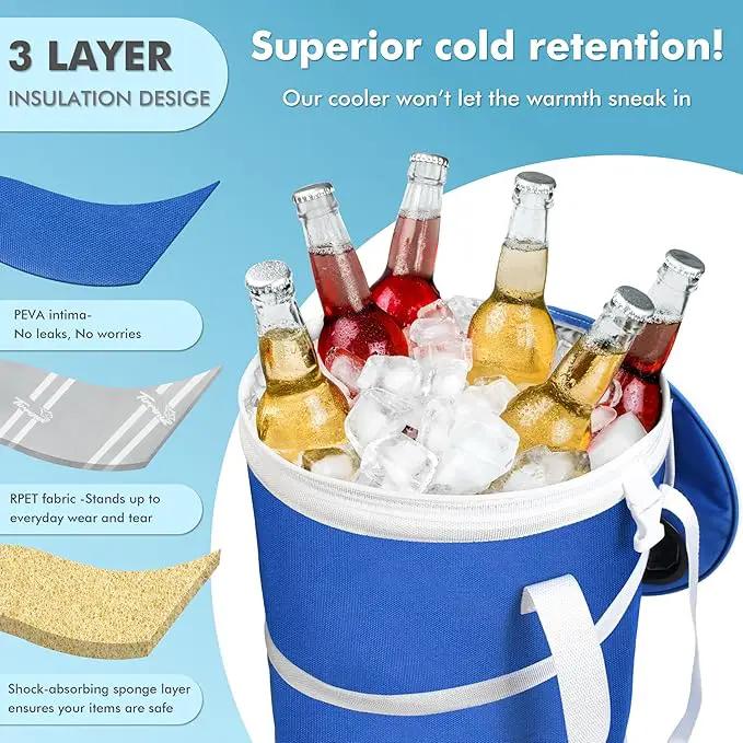 Tirrinia Large Pop-Up Golf Cooler Bag- Insulated Collapsible Cooler with Flat Drink Table for Golf Cart, Lightweight and Portable Ice Beach Cooler for Travel, Fishing, Picnics, Hiking, Camping by GreenHaven Gardens