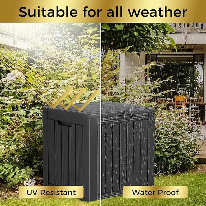 35 Gallon Lockable Resin Deck Box, Waterproof & UV-Resistant Outdoor Storage Box for Outdoor Cushion Storage, Garden Tools & Pool Accessories Storage, Black by GreenHaven Gardens