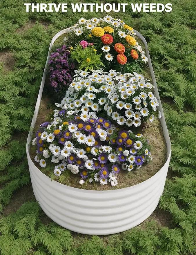 2 Pcs Raised Garden Beds Outdoor 8x4x1.5ft - Galvanized Steel Planter Box for Vegetables, Flowers, Rust-Resistant Garden Box, Easy Assembly Raised Beds, Durable Planters for Outdoor Plants, Beige by GreenHaven Gardens