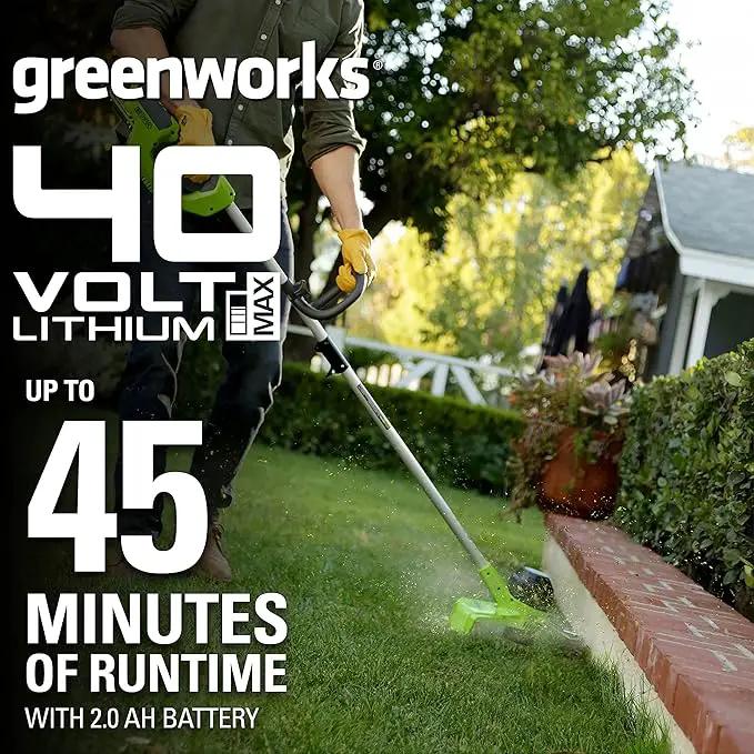 Greenworks 40V 12" Cordless String Trimmer, 2.0Ah Battery and Charger Included by GreenHaven Gardens