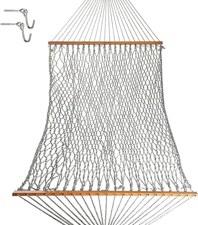 Original Pawleys Island Large Green Oatmeal Heirloom Tweed DURACORD® Rope Hammock with Extension Chains & Tree Hooks, Handcrafted in The USA, 450 LB Weight Capacity, 13 ft. x 55 in. by GreenHaven Gardens