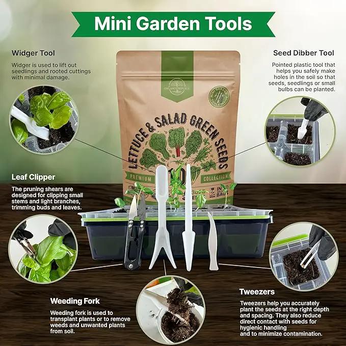Organo Republic 10 Lettuce & Salad Greens Seeds Variety Pack 13000+ Non-GMO Heirloom Lettuce Seeds for Planting Indoors & Outdoors Garden, Hydroponics - Arugula, Radicchio, Kale, Spinach, Swiss Chard by GreenHaven Gardens