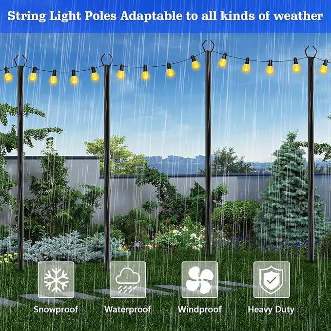 6 Pack String Light Poles,10 Ft Metal Poles with Fork for Outdoor String Lights,Outdoor Light Poles with Fork,Poles/Post/Stand for Outside,Patio,Deck,Backyard,Garden Wedding,Party by GreenHaven Gardens