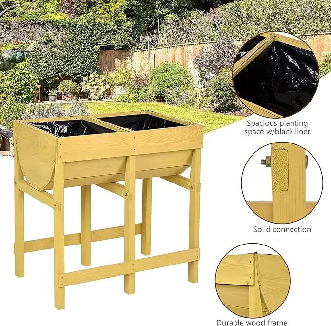 Giantex Raised Garden Bed, Elevated Wood Planter Stand, Garden Grow Box Kit W/Legs for Vegetable, Flower, Herb - Outdoor Planter W/Shelf for Garden, Patio, Backyard - Natural by GreenHaven Gardens
