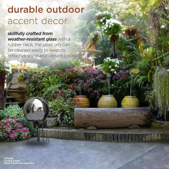 Alpine Corporation 10" Diameter Indoor/Outdoor Glass Gazing Globe Yard Decoration, Silver by GreenHaven Gardens