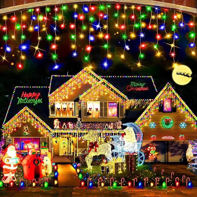 Hezbjiti Christmas Lights Decorations Outdoor, 1600LED 164FT Ice Fairy Lights 8 Modes 320 Drops Fairy String Lights for Christmas Decor Eaves Party Yard Garden by GreenHaven Gardens