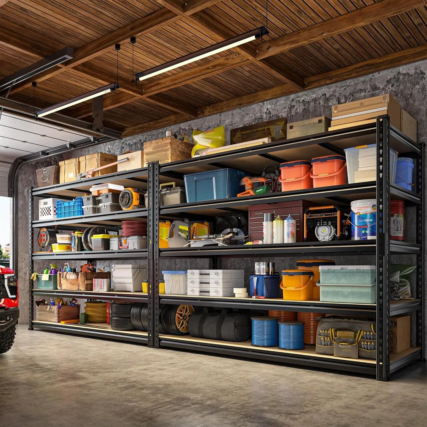 59.8"W Garage Shelving 72"H Storage Shelves 2750LBS Metal Shelving Heavy Duty Garage Shelves Adjustable 5 Tier Metal Shelf for Basement Warehouse Pantry Supermarket 59.8"W x 24"D x 72"H by GreenHaven Gardens