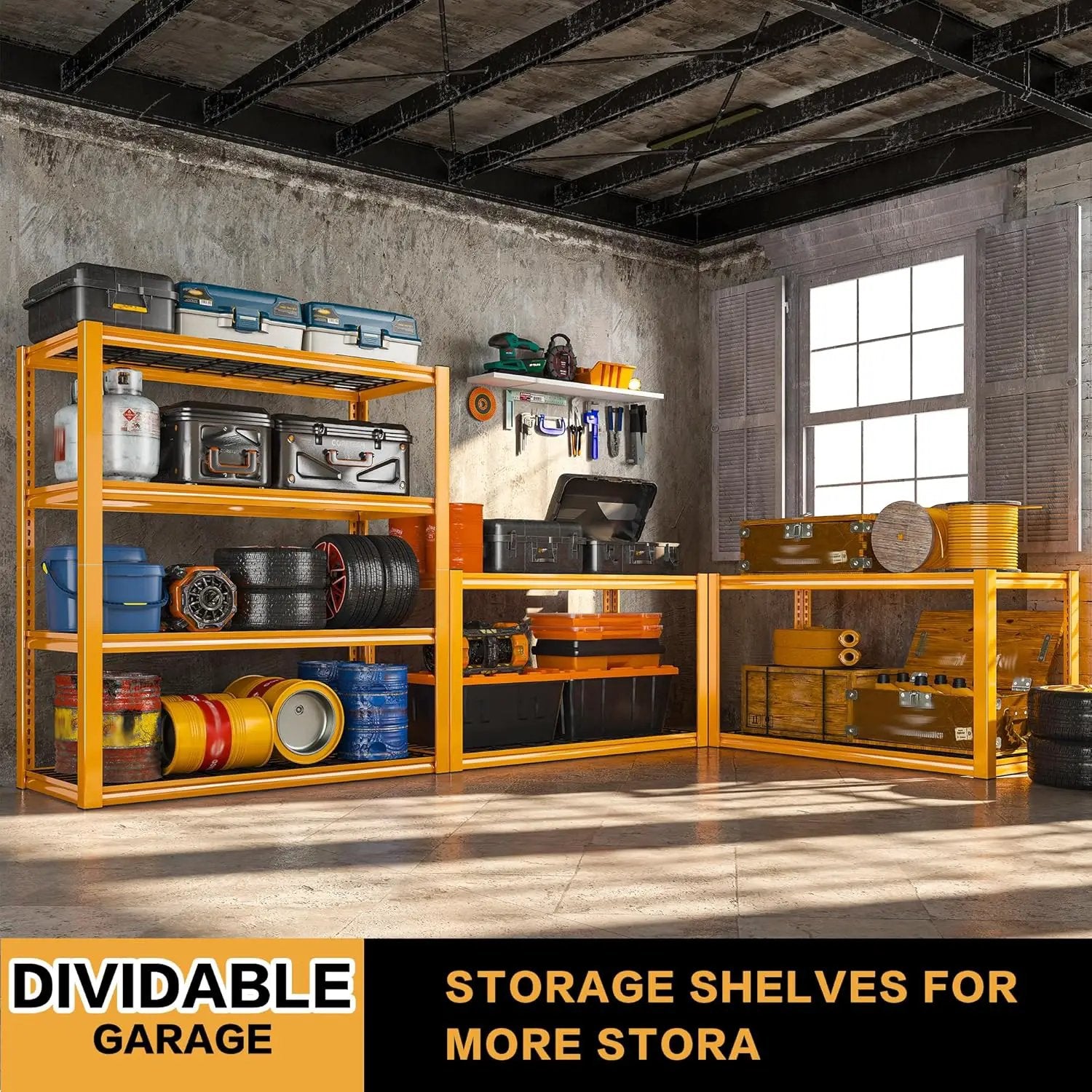 REIBII 40" W Garage Shelving 2240 LBS Storage Shelves Heavy Duty Metal Shelving 4 Tier Metal Shelves for Storage Adjustable Garage Shelf for Kitchen Pantry Warehouse Basement 40"W × 19.5"D × 59.5"H by GreenHaven Gardens