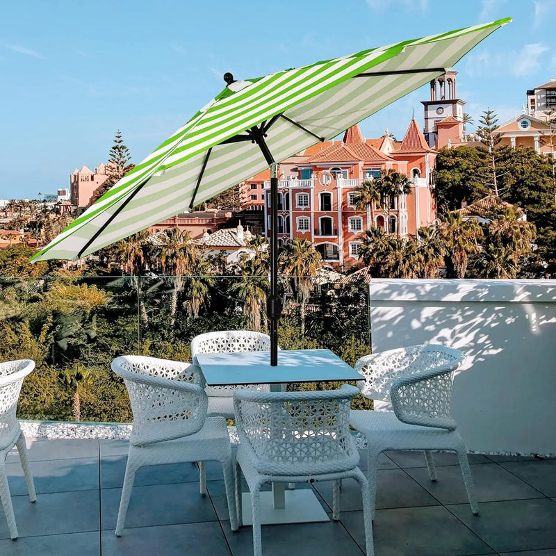 Sunnyglade 9' Patio Umbrella Outdoor Table Umbrella with 8 Sturdy Ribs (Grass Green and White) by GreenHaven Gardens
