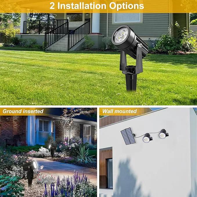 Solar Spot Lights Outdoor, Solar Landscape Spotlights IP65 Waterproof 9.8ft Cable,Auto On/Off Outdoor Wall Lights for Garden Yard Driveway Porch Walkway Pool (6000K White) by GreenHaven Gardens