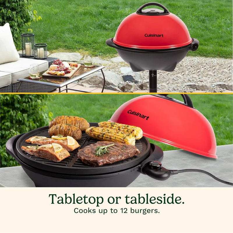 Cuisinart Indoor/Outdoor Electric Grill, 2-in-1 Portable BBQ with Nonstick Cooking Surface, Electric Grill Outdoor with Adjustable Heat, Stand/Tabletop Options for Cookouts, Barbecues, Small Spaces by GreenHaven Gardens