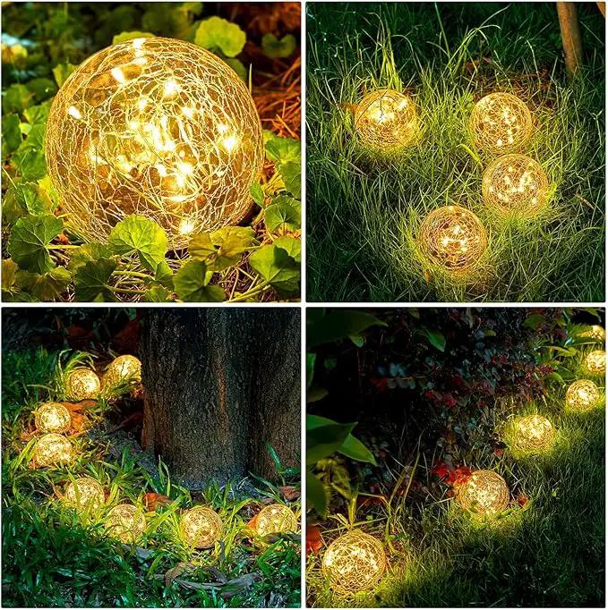 Honoson 3.9 Inch Solar Globe Lights Outdoor Waterproof, Solar Balls for Garden Cracked Glass Ball, Ground Landscape Garden Decor for Patio and Yard Lawn Backyard (8 Pieces) by GreenHaven Gardens
