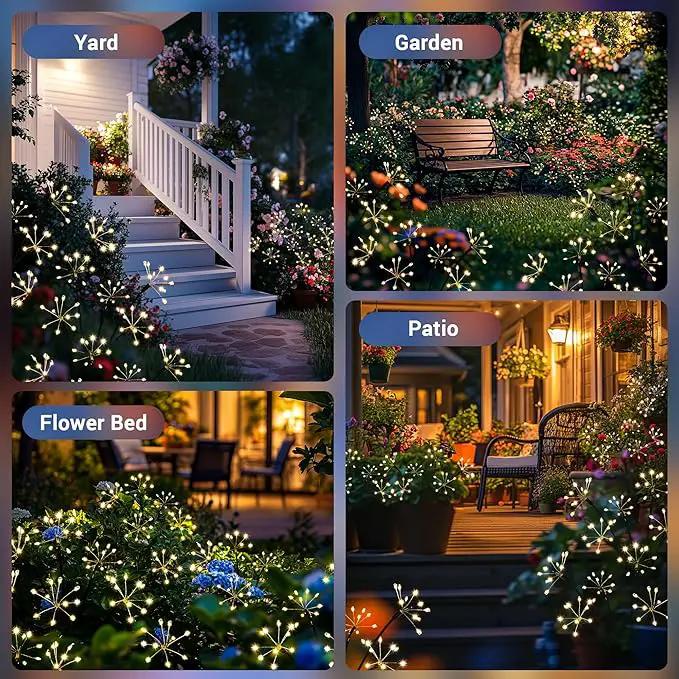 Solar Garden Decor Lights Outdoor, Solar Powered Lights Waterproof for Yard Patio Porch Flowerbed, Fairy Gardening Supplies Gifts Firwork(6 Pack Warm White) by GreenHaven Gardens