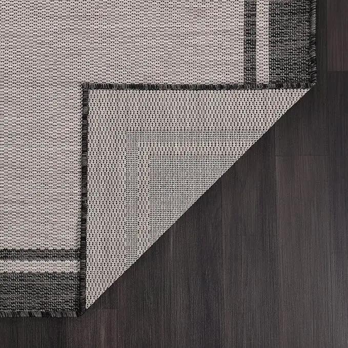 CAMILSON Indoor Outdoor Rug, 5x7 Bordered Gray Modern Area Rugs for Indoor and Outdoor Patios, Kitchen and Hallway Mats, Washable Porch Deck Outside Carpet (Bordered Grey, 5 x 7) by GreenHaven Gardens