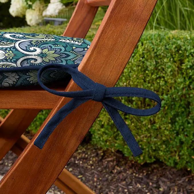 Arden Indoor/Outdoor Foam Seat Pad, 2 Pack, 17 x 16, Patio Cushion, Water Repellent, Fade Resistant, Foam Cushion Sapphire Aurora Blue Damask by GreenHaven Gardens