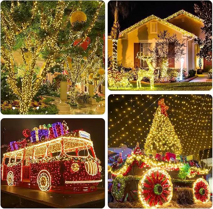 KNONEW 600ft 1500 LED Christmas String Lights Outdoor Green Wire 8 Modes & Timer Fairy Light Plug in Waterproof Patio Lights for Xmas Yard Tree Wedding Party Holiday Decorations (Warm White) by GreenHaven Gardens