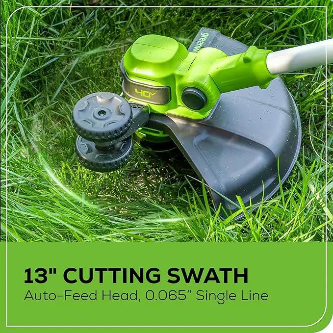 Greenworks 40V Cordless 2-in-1 Trimmer Edger (Gen 2) - 13" Lawn Weed Wacker for Fence & Sidewalk , Lightweight Gas Trimmer Alternative with Auto Feed Spool , 2.0Ah Battery & Charger (40-Min Runtime) by GreenHaven Gardens