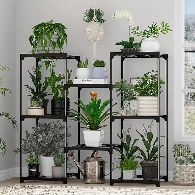 Metal Plant Stand Indoor Outdoor Plant Shelf Stand, 3 Tiers 8 Pots Potted Flower Plant Stands for Indoor Plants Multiple, Plant Shelves Stands Rack for Patio, Balcony, Living Room by GreenHaven Gardens