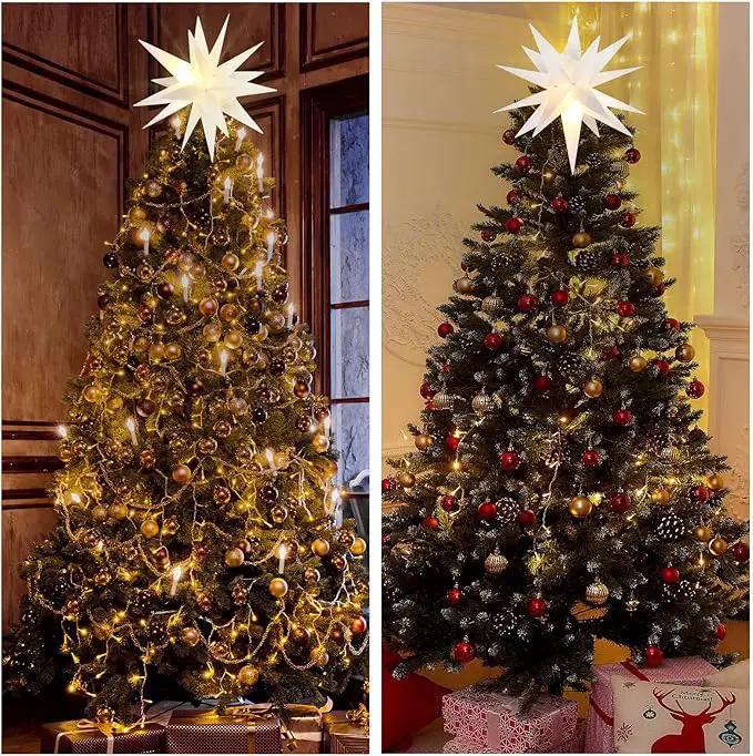 Kingdder 3 Pieces Moravian Star Light LED 3D Star Hanging Light Powered by Battery with Timer Function White Porch Lantern Holiday Decor for Indoor Outdoor Christmas Tree Balcony Courtyard (18 Inch) by GreenHaven Gardens