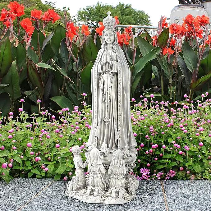 Design Toscano HF160280 Our Lady of Fatima Religious Garden Statue, Large, antique stone by GreenHaven Gardens