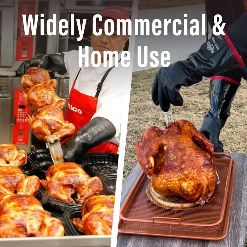 RAPICCA Heat Resistant BBQ Grill Gloves: Oil Resistant Waterproof for Smoking Grilling Cooking Barbecue Deep Frying Turkey Rotisserie Handling Hot Greacy Meat - Long Sleeve 932°F by GreenHaven Gardens