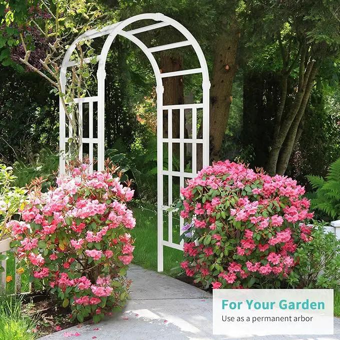 VINGLI Vinyl Garden Arbor, PVC Wedding Arch for Ceremony Party, Garden Trellis for Climbing Plants Outdoor, Arch Backdrop Stand for Garden, Backyard, Lawn by GreenHaven Gardens