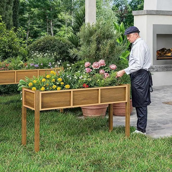 YITAHOME Outdoor Raised Garden Bed, 48x18x30 Inch HIPS Poly-Wood Weather-Resistant Elevated Planter Box with Legs for Vegetable Flower, Brown by GreenHaven Gardens