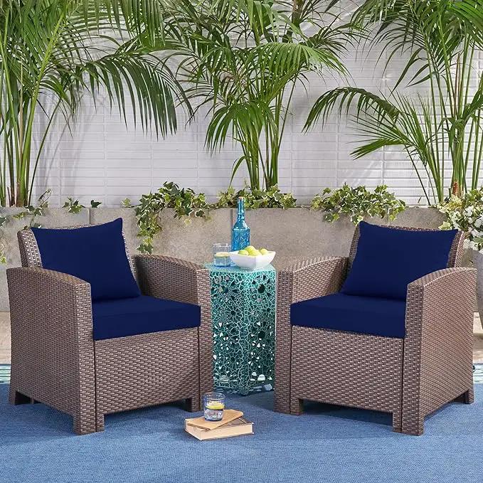 Outdoor Chair Cushions, Waterproof Outdoor Cushions for Patio Furniture w/Fade-Resistant, Removable & Machine-Washable Covers, 19x19 Inch, Ideal for Seat in Gardens/Porch – Set of 2, Navy Blue