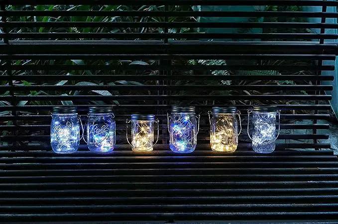 Decorman Solar Mason Jar Lights, 12 Pack 30 LED Fairy Star Firefly String Lids Lights with 12 Hangers for Patio Yard Garden Party Wedding Christmas Decoration(Jars Not Included) (12 Pack, Cool White) by GreenHaven Gardens