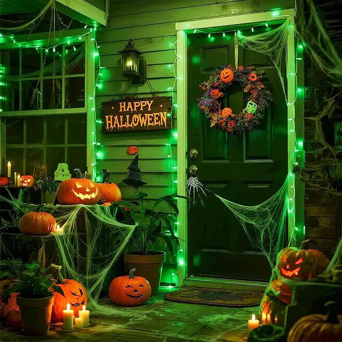JMEXSUSS Connectable 100 LED Green Halloween Lights, 8 Modes Plug-in Green Christmas Lights Indoor, 33ft Clear Wire Twinkle String Light Outdoor for Halloween Christmas Tree Xmas Decor by GreenHaven Gardens