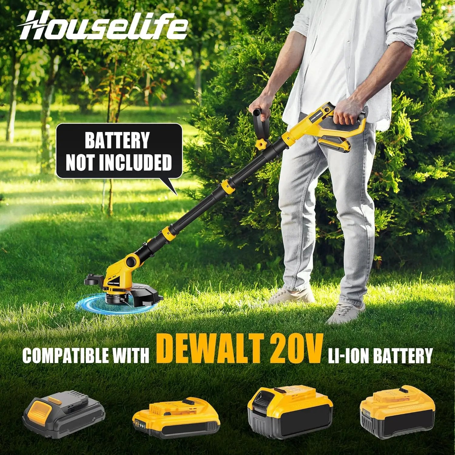 Cordless Hedge Trimmer+String Trimmer+Leaf Blower Combo Compatible with Dewalt 20v Max Battery(Tool Only), Cordless Weed Wacker & Shrub/Bush Trimmer & Electric Leaf Blowers for Lawn Care, Garden, Yard by GreenHaven Gardens