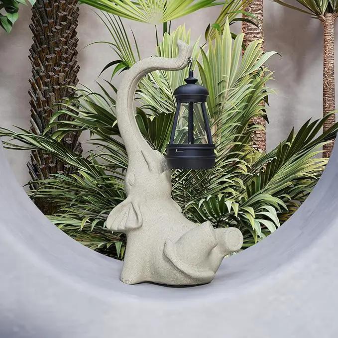 Solar Powered Outdoor Figurine Lights, 10 Inch Waterproof Animal Elephant Statue Light, Suitable for Decorations for Patio, Balcony, Lawn, Courtyard, Etc. (Face Upward) by GreenHaven Gardens