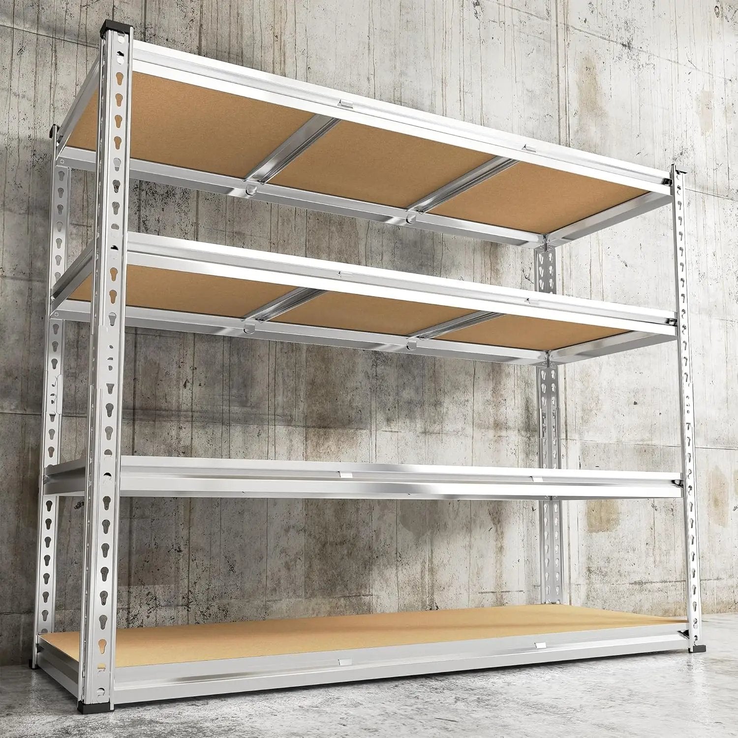 REIBII Garage Shelving, 4 Tier Storage Shelves Load 2000LBS, Adjustable Garage Shelving Heavy Duty, Metal Shelves Unit for Basement, Warehouse, 48" W x 60" H x 18" D, Galvanized by GreenHaven Gardens