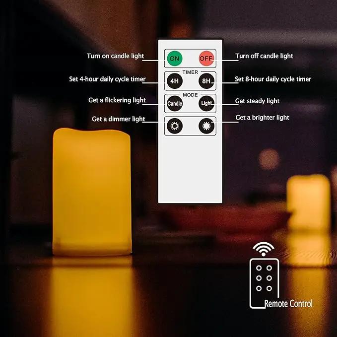 CANDLE CHOICE Waterproof Outdoor Battery Operated Flameless Candles with Remote Timer Plastic Realistic Flickering Fake Electric LED Pillars for Lantern Garden Wedding Christmas Decorations 3 Pack by GreenHaven Gardens