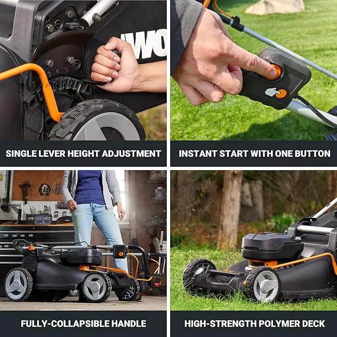 WORX Nitro 40V 21" Cordless Lawn Mower w/Aerodeck & Intellicut, Brushless Electric Mower Up to 1/2 Acre, Push Lawn Mower w/ 7-Position Height Adjustment WG752 – Batteries & Charger Included by GreenHaven Gardens