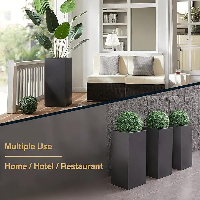 Metallic Heavy Tall Outdoor/Indoor Planter Box, Seamless Metal Planter, Rectangular, 14”Lx14”Wx30”H, 25 Pounds, Dark Gray, No Assembly, 1 Pack by GreenHaven Gardens