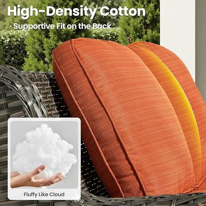 ovios 8 Pieces Patio Furniture Set, Outdoor Wicker Sofas with 2 Chairs, 4 Ottomans and Comfy Cushions, All Weather High Back Couch Set for Deck Porch, Brown Rattan, Orange Red by GreenHaven Gardens