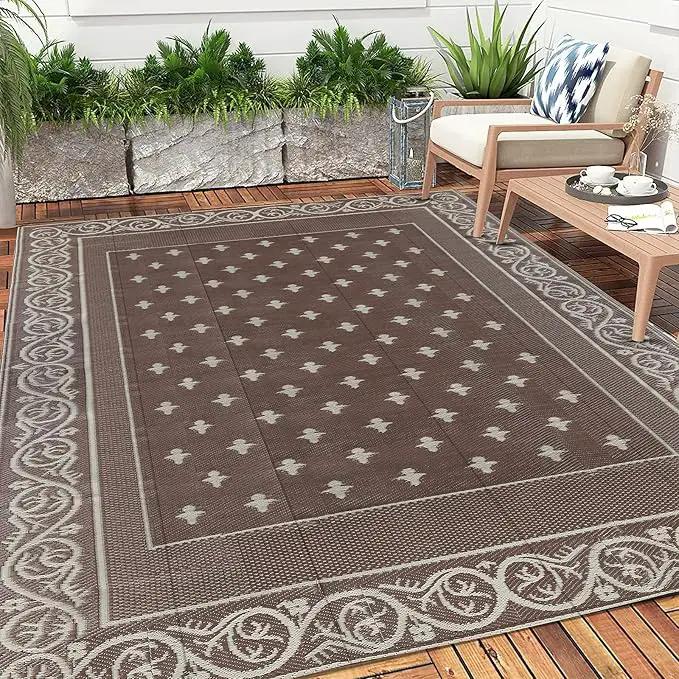 Pauwer 9'x12' Reversible Outdoor Rug, Waterproof Plastic Straw Area Rug for Patios, RV Mat, Camping, Picnic, Beach, Balcony, Pet Friendly, Lightweight by GreenHaven Gardens