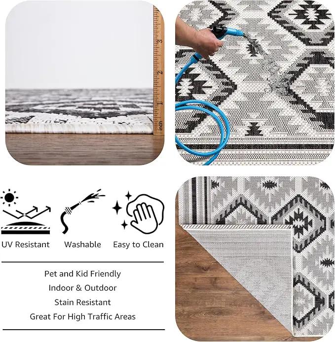 Keen Home Design Outdoor Rug - 5x8 Washable Indoor/Outdoor Rug for Patio, Balcony, Kitchen, Garden, Beach, Deck and Porch. Size: 5'1" x 7'7" by GreenHaven Gardens